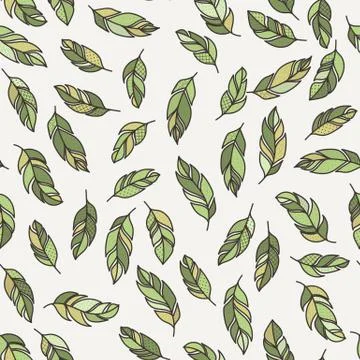 Vector seamless pattern of feathers. Doodle. Zentangle Stock Illustration