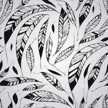 Vector seamless pattern with feathers 스톡 일러스트
