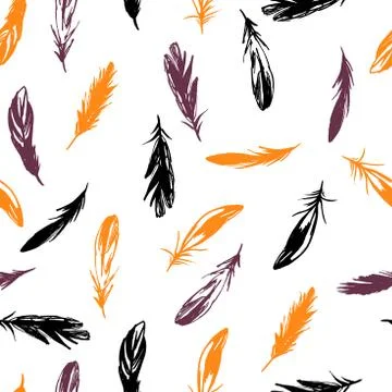 Vector seamless pattern with feathers Stock Illustration