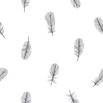 Vector seamless pattern with feathers Stock Illustration