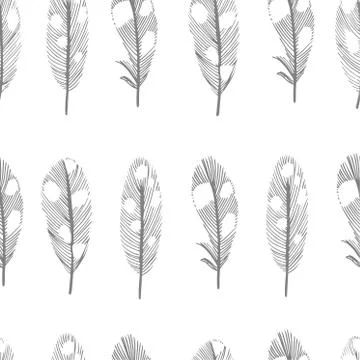 Vector seamless pattern with feathers Stock Illustration