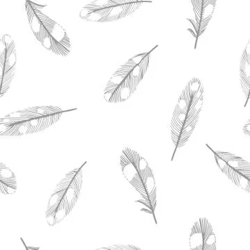 Vector seamless pattern with feathers Stock Illustration