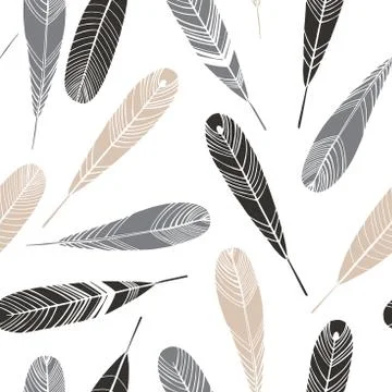 Vector seamless pattern with feathers Stock Illustration