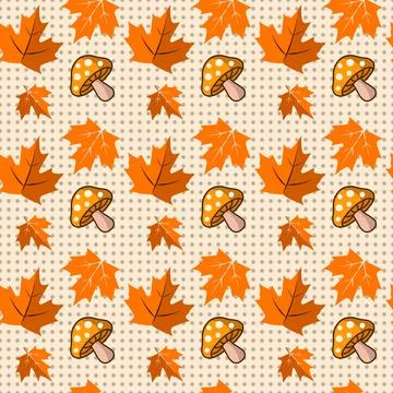 Vector seamless pattern featuring fall orange maple leaves 库存插图
