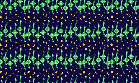 Vector seamless pattern featuring green traditional ketupat 库存插图