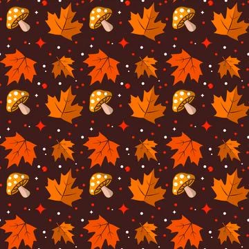 Vector seamless pattern featuring vibrant orange autumn maple leaves Stock Illustration