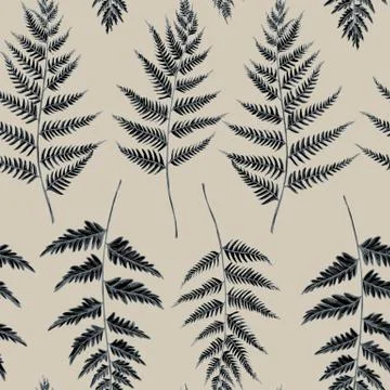 Vector seamless pattern of fern leaves. Hand drawn vector illustration Stock Illustration