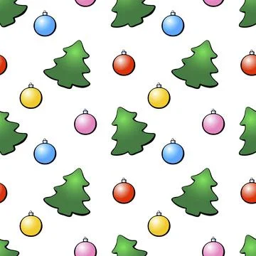 Vector seamless pattern of festive symbols: figures of Christmas trees and xm Illustrazione stock