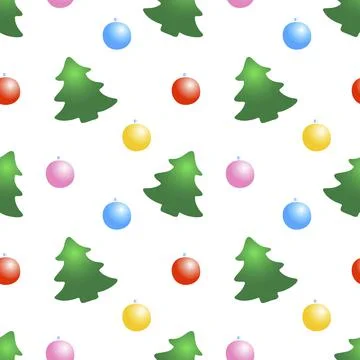Vector seamless pattern of festive symbols: figures of Christmas trees and xm 스톡 일러스트