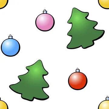 Vector seamless pattern of festive symbols: figures of Christmas trees and xm 스톡 일러스트