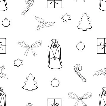 Vector seamless pattern of festive symbols - figures of Christmas trees, si.. 库存插图