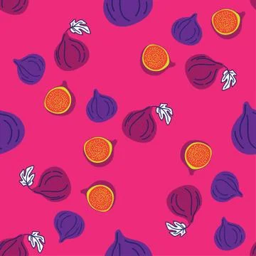 Vector seamless pattern of figs, design colorful abstract illustration. Whole Stock Illustration