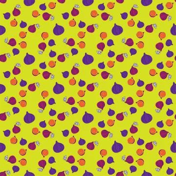Vector seamless pattern of figs, design colorful abstract illustration. Whole Stock Illustration