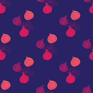 Vector seamless pattern of figs, design colorful abstract illustration. Whole Stock Illustration