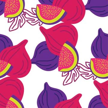 Vector seamless pattern of figs, design colorful abstract illustration. Whole Stock Illustration