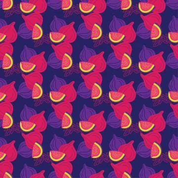 Vector seamless pattern of figs, design colorful abstract illustration. Whole Stock Illustration