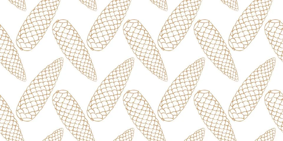Vector seamless pattern with fir spruce cone in doodle style. Nature forest b Stock Illustration