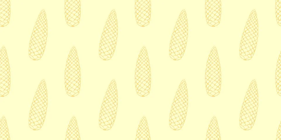 Vector seamless pattern with fir spruce cone in doodle style. Nature forest b Illustrazione stock