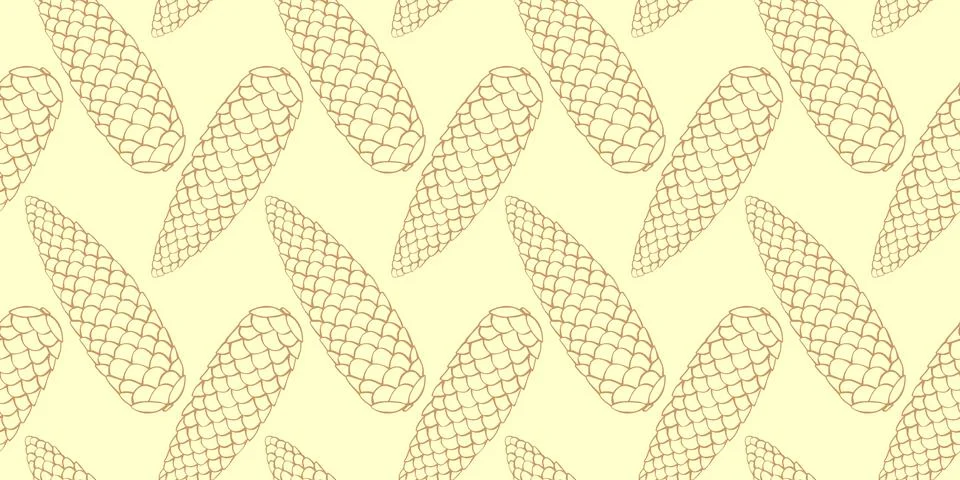 Vector seamless pattern with fir spruce cone in doodle style. Nature forest b Illustrazione stock