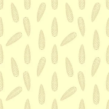 Vector seamless pattern with fir spruce cone in doodle style. Nature forest b Stock Illustration
