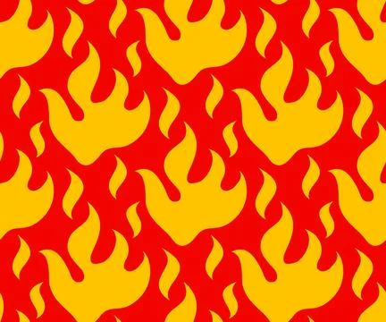 Vector seamless pattern of fire in retro style. Flame seamless pattern. Stock Illustration