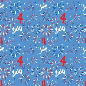 Vector seamless pattern with fireworks. National colors of the United States Stock Illustration