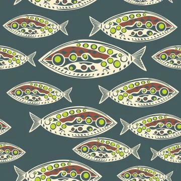 Vector seamless pattern of fish. abstract texture, elements for your design. Illustrazione stock