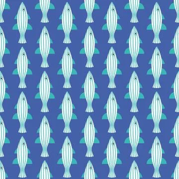 Vector seamless pattern with fish. Creative design element Stock Illustration