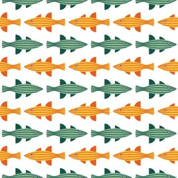 Vector seamless pattern with fish. Creative design element Stock Illustration