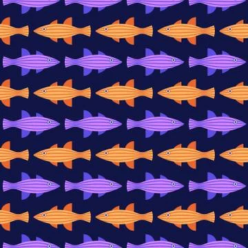 Vector seamless pattern with fish. Creative design element Stock Illustration
