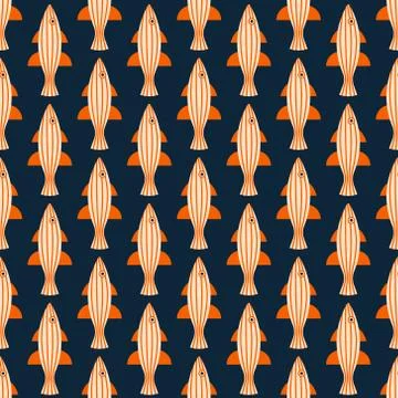 Vector seamless pattern with fish. Creative design element Stock Illustration