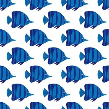 Vector seamless pattern with fish. Creative design element Stock Illustration