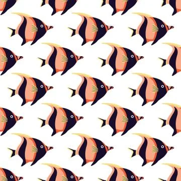 Vector seamless pattern with fish. Creative design element Illustrazione stock