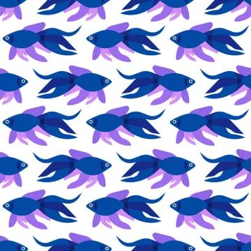Vector seamless pattern with fish. Creative design element Stock Illustration
