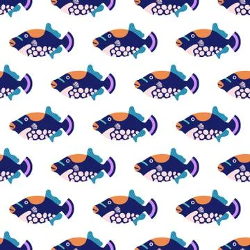 Vector seamless pattern with fish. Creative design element Illustrazione stock