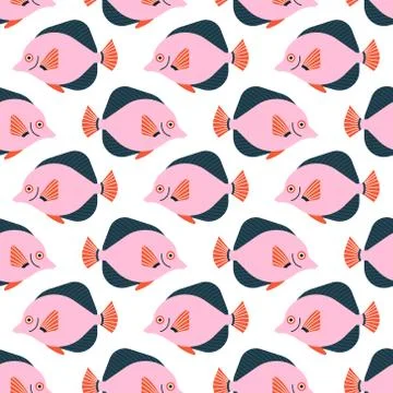Vector seamless pattern with fish. Creative design element Stock Illustration