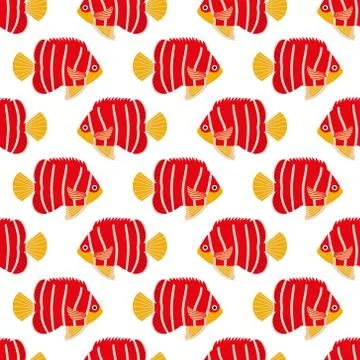 Vector seamless pattern with fish. Creative design element Stock Illustration