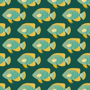 Vector seamless pattern with fish. Creative design element Stock Illustration