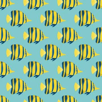 Vector seamless pattern with fish. Creative design element Stock Illustration