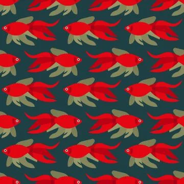 Vector seamless pattern with fish. Creative design element Stock Illustration