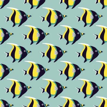 Vector seamless pattern with fish. Creative design element Stock Illustration