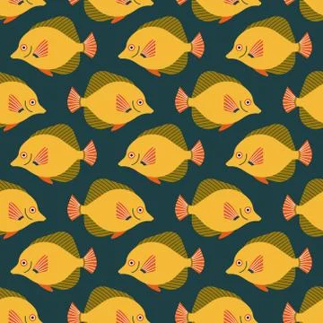Vector seamless pattern with fish. Creative design element 스톡 일러스트