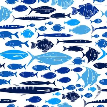 Vector  seamless pattern with fish Stock Illustration