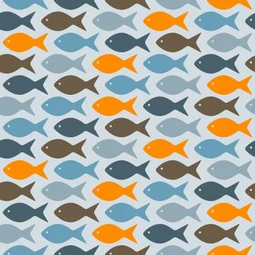 Vector seamless pattern with fishes Stock Illustration