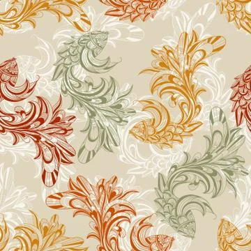 Vector seamless pattern with fishes Stock Illustration