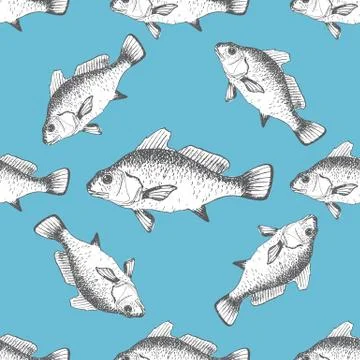 Vector seamless pattern with fishes Stock Illustration