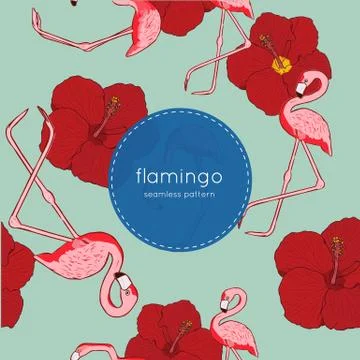 Vector seamless pattern with flamingo Illustrazione stock
