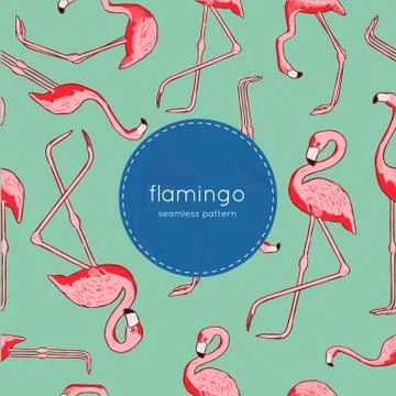 Vector seamless pattern with flamingo Illustrazione stock