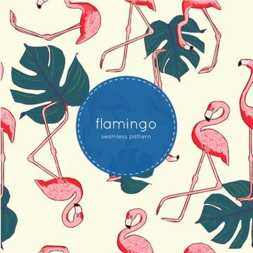 Vector seamless pattern with flamingo イラスト素材