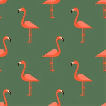 Vector seamless pattern with flamingos 스톡 일러스트